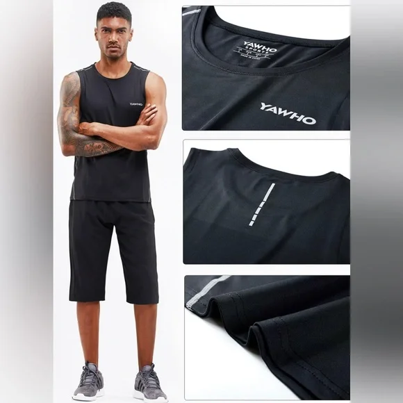 Men's Tank Tops Quick Dry Workout Swim Beach Shirts Sleeveless Large - Picture 1 of 11